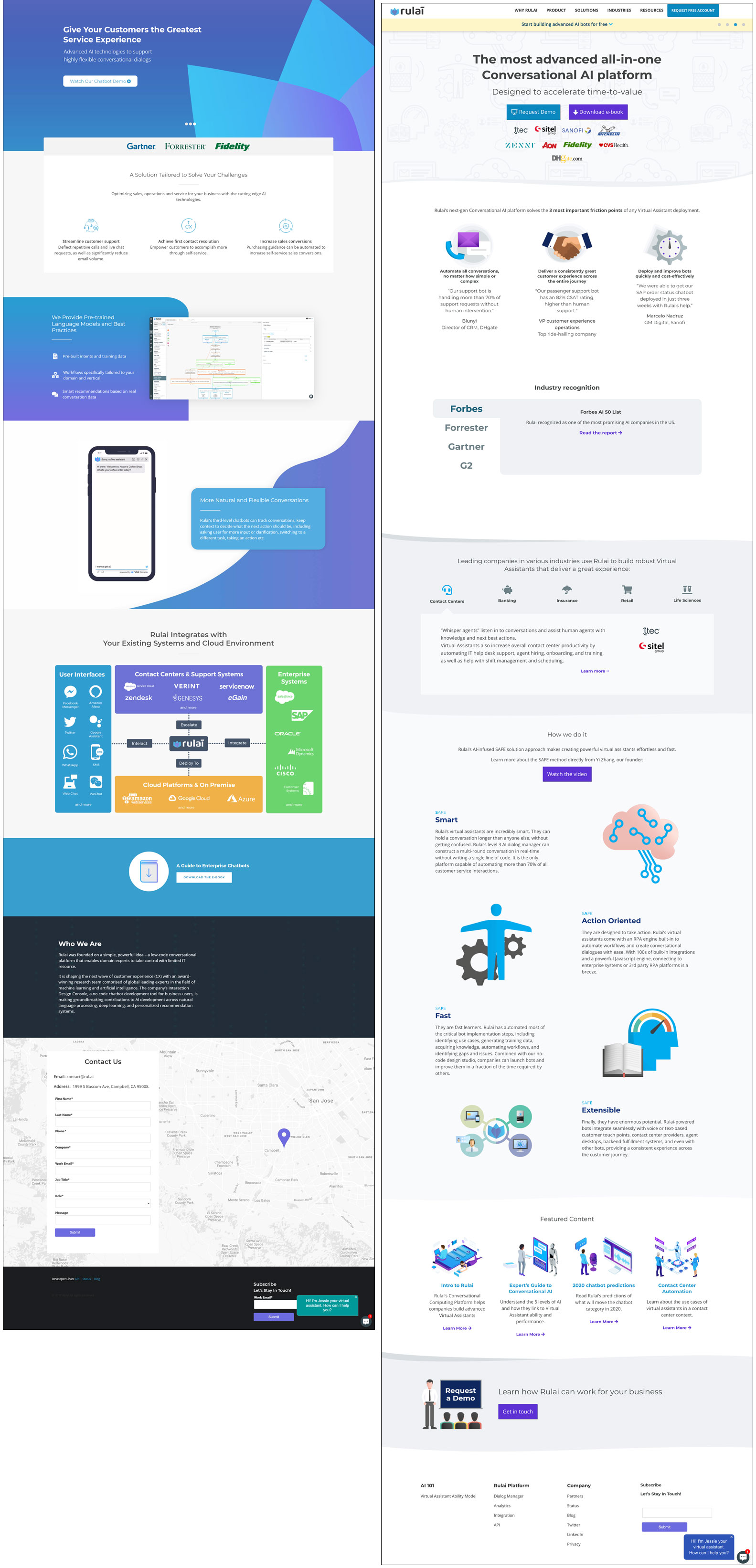 Rulai homepage: side-by-side comparison with old site